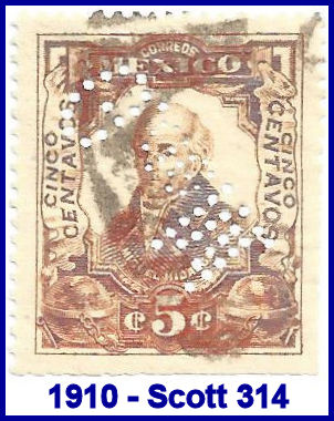 Michoacan 1910 perfin